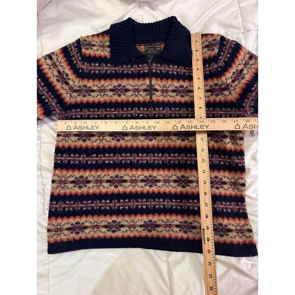 Abercrombie & Fitch Men’s Shetland Wool Fair Isle Half-Zip Sweater – Size M VTG - Picture 3 of 5